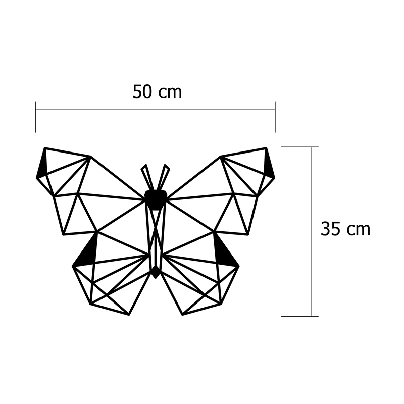 Butterfly Megapap metal wall art in black color 50x2x35cm.