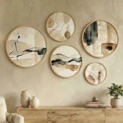 Nima Megapap Wall decoration set of 5 pieces wooden - Mdf natural color Nima Megapap Wall decoration set of 5 pieces wooden - Mdf natural color