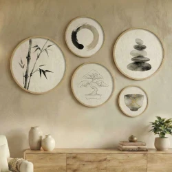 Nima Megapap Wall decoration set of 5 pieces wooden - Mdf natural color Nima Megapap Wall decoration set of 5 pieces wooden - Mdf natural color