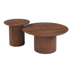 DIAZ Set-2 Coffee Tables D.50cm+D.80cm MDF Walnut DIAZ Set-2 Coffee Tables D.50cm+D.80cm MDF Walnut