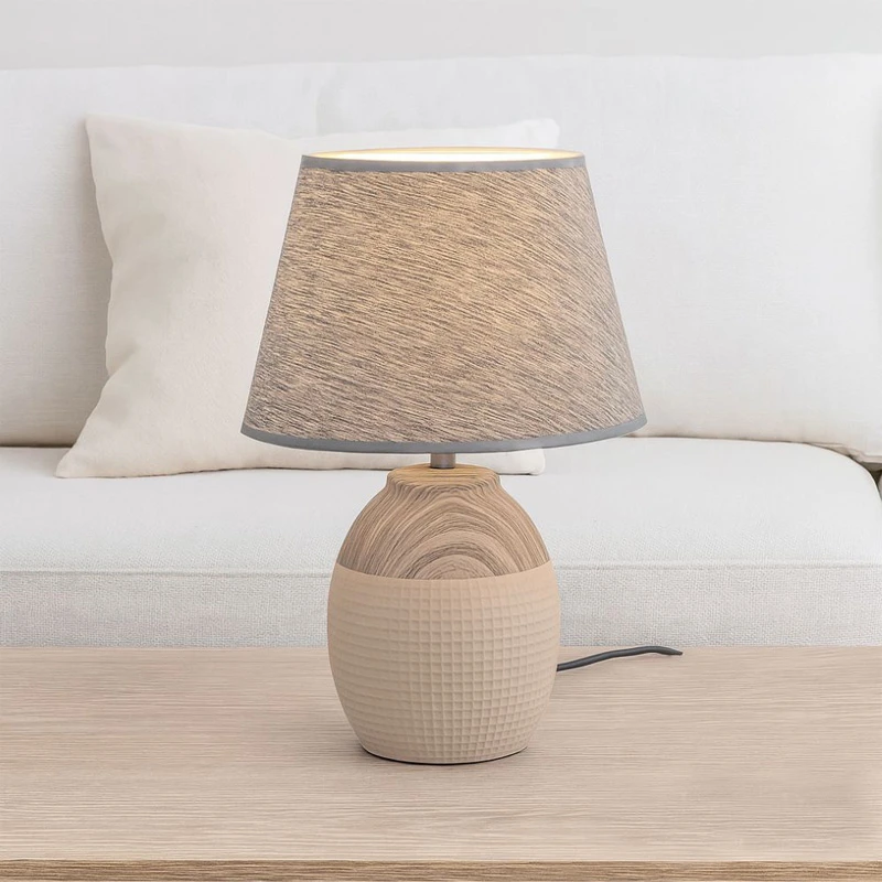 2COLOUR GREY CERAMIC LAMP WITH GREY HAT 39CM