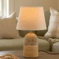 2COLOUR BROWN BEIGE CERAMIC LAMP WITH CREAM HAT D20X32,5CM