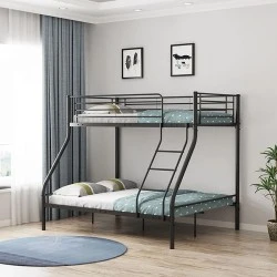 DOUBLE Deck Bed (140x190+90x190)cm Metal Black DOUBLE Deck Bed (140x190+90x190)cm Metal Black