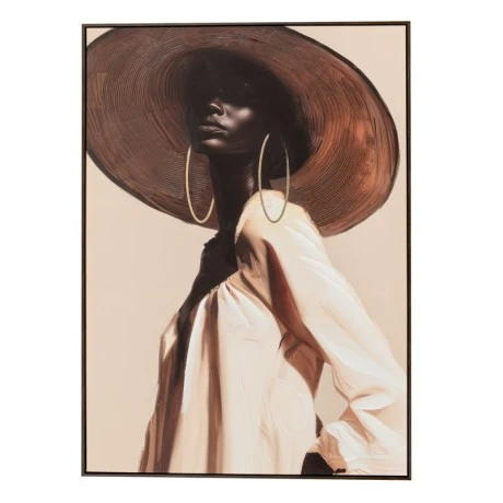 OIL PAINTING ON PRINTED CANVAS 100X140 CM OF A WOMAN WEARING HAT