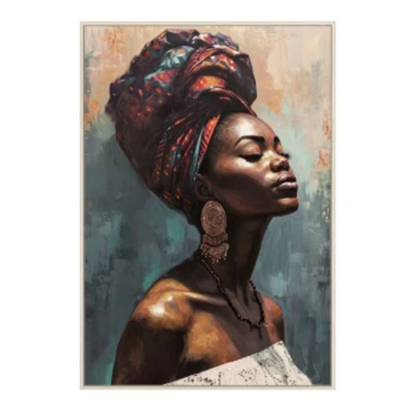 OIL PAINTING ON PRINTED CANVAS 80Χ120 CM OF A WOMAN WEARING TURBAN