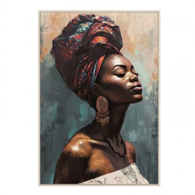 OIL PAINTING ON PRINTED CANVAS 80Χ120 CM OF A WOMAN WEARING TURBAN