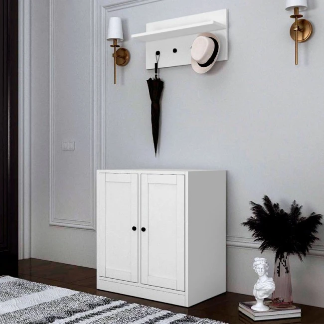 Felix Megapap melamine entrance furniture in white color 65,4x40x71,4cm.