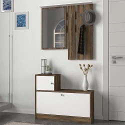 Έπιπλο εισόδου Galina Megapap χρώμα καρυδί - λευκό 91,8x27x70εκ.