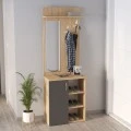 Norva Megapap melamine entrance furniture in sapphire oak - anthracite color 67,8x36,3x200,6cm.
