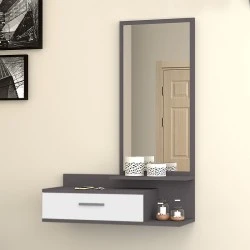 Joy Megapap melamine entrance furniture - dressing table with mirror in grey - white color 80x35x116cm.