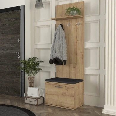 Track Megapap melamine coat stand in sapphire oak color 60x38,2x190cm.