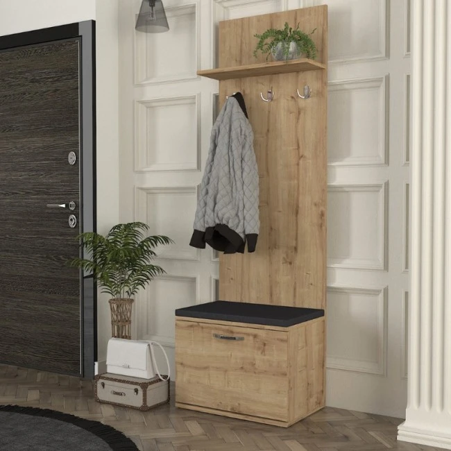 Track Megapap melamine coat stand in sapphire oak color 60x38,2x290cm.