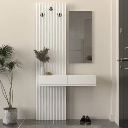 Έπιπλο εισόδου Elois Megapap χρώμα λευκό 96,6x26,8x195,5εκ.