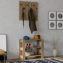 Friends Megapap melamine hall stand in walnut color 69.8x33.6x60cm.