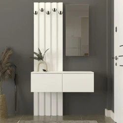 Έπιπλο εισόδου Kanso Megapap χρώμα λευκό 100x35x196,7εκ.