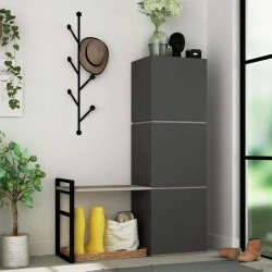 Mello Megapap melamine hallway stand with hanger in anthracite color 109x39x149cm.