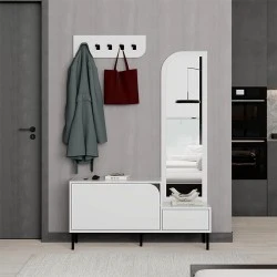 Έπιπλο εισόδου Mila Megapap με κρεμάστρα χρώμα λευκό 120x37x171,6εκ.