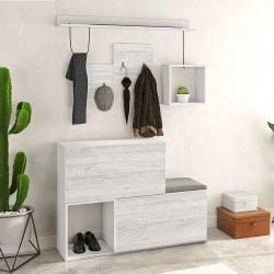 Holdon Megapap melamine entrance furniture in ancient white color 120x36,5x87,5cm.