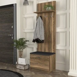 Track Megapap melamine coat stand in walnut color 60x38,2x190cm.