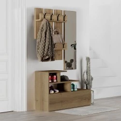 Vesty Megapap melamine entrance furniture in light brown color 100x36x61cm.