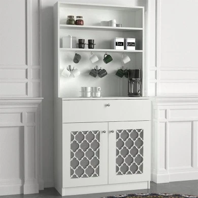 Axel Megapap kitchen melamine furniture in white color 90x37x183,6cm.