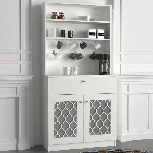 Έπιπλο κουζίνας Axel Megapap χρώμα λευκό 90x37x183,6εκ.