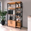Benito Megapap metallic floor shelf unit in black - pine oak color 83,6x30,2x140,7cm.