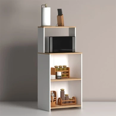 Flora Megapap melamine kitchen furniture for microwave oven in white - pine color 60x40x134cm.