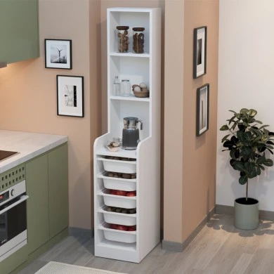 Utah Megapap melamine multipurpose furniture in white color 34.6x44.3x178cm.