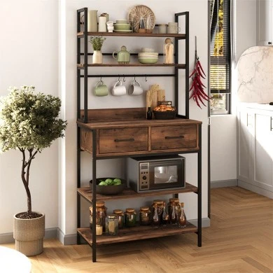 Printo Megapap metallic kitchen cabinet in black - smoked walnut color 81,6x37,5x169,1cm.