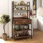Printo Megapap metallic kitchen cabinet in black - smoked walnut color 81,6x37,5x169,1cm.