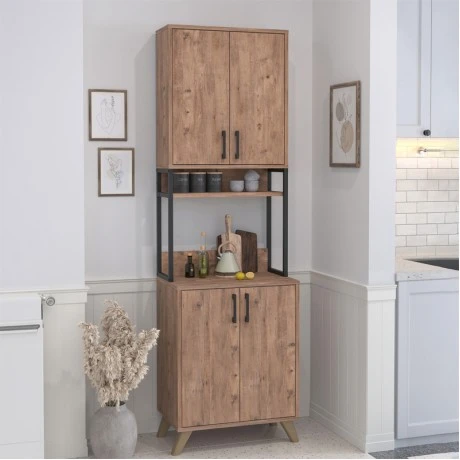Sedef Megapap melamine kitchen cabinet in pine oak color 61x40x202.1cm.