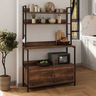 Severo Megapap metallic kitchen cabinet in black - smoked walnut color 101x36x160cm.