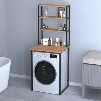 Bobby Megapap metal - melamine washing machine furniture in pine oak color 67x60x178cm.