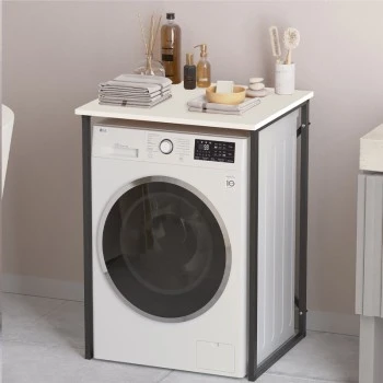 Doyle Megapap metal - melamine washing machine furniture in white color 67x60x92.8cm.