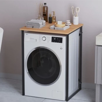 Doyle Megapap metal - melamine washing machine furniture in pine oak color 67x60x92.8cm.
