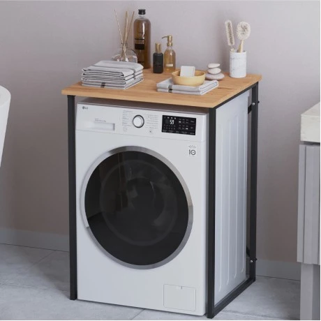 Doyle Megapap metal - melamine washing machine furniture in pine oak color 67x60x92.8cm.