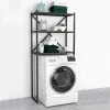 Mindy Megapap metal - melamine washing machine furniture in black - anthracite color 66x34x160cm.