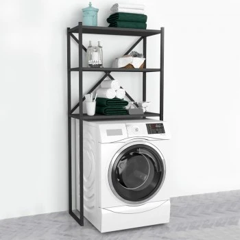 Mindy Megapap metal - melamine washing machine furniture in black - anthracite color 66x34x160cm.