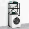 Mindy Megapap metal - melamine washing machine furniture in black marble effect color 66x34x160cm.