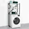 Mindy Megapap metal - melamine washing machine furniture in black - white color 66x34x160cm.