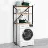 Mindy Megapap metal - melamine washing machine furniture in black - pine oak color 66x34x160cm.