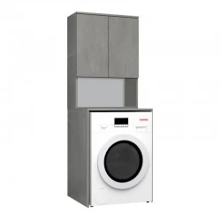 Cozen Megapap melamine washing machine furniture in grey concrete color 65x60x178cm. Cozen Megapap melamine washing machine furniture in grey concrete color 65x60x178cm.