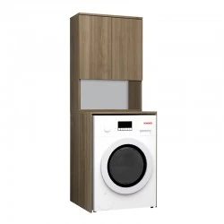Cozen Megapap melamine washing machine furniture in walnut color 65x60x178cm. Cozen Megapap melamine washing machine furniture in walnut color 65x60x178cm.