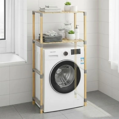 Wooden washing machine furniture in natural color 66x33x127cm.