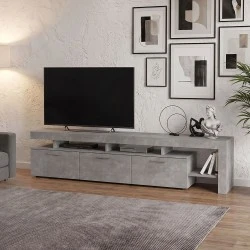 Έπιπλο τηλεόρασης Acnes Megapap χρώμα γκρι σκυροδέματος 220x40x52εκ.