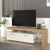Acnes Megapap melamine tv stand in white - sapphire oak color 160x40x53cm.