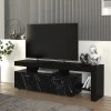 Acnes Megapap melamine tv stand in black - black marble effect color 160x40x53cm.