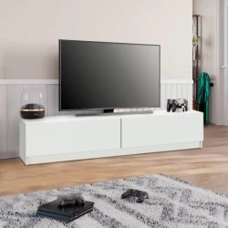 Ahenk Megapap melamine tv stand in white color 160x31,3x32,9cm.