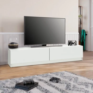 Ahenk Megapap melamine tv stand in white color 160x31,3x32,9cm.